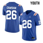 Youth Florida Gators #26 Jeremy Crawshaw NCAA Nike Blue Throwback Authentic Stitched College Football Jersey QOM0662WW